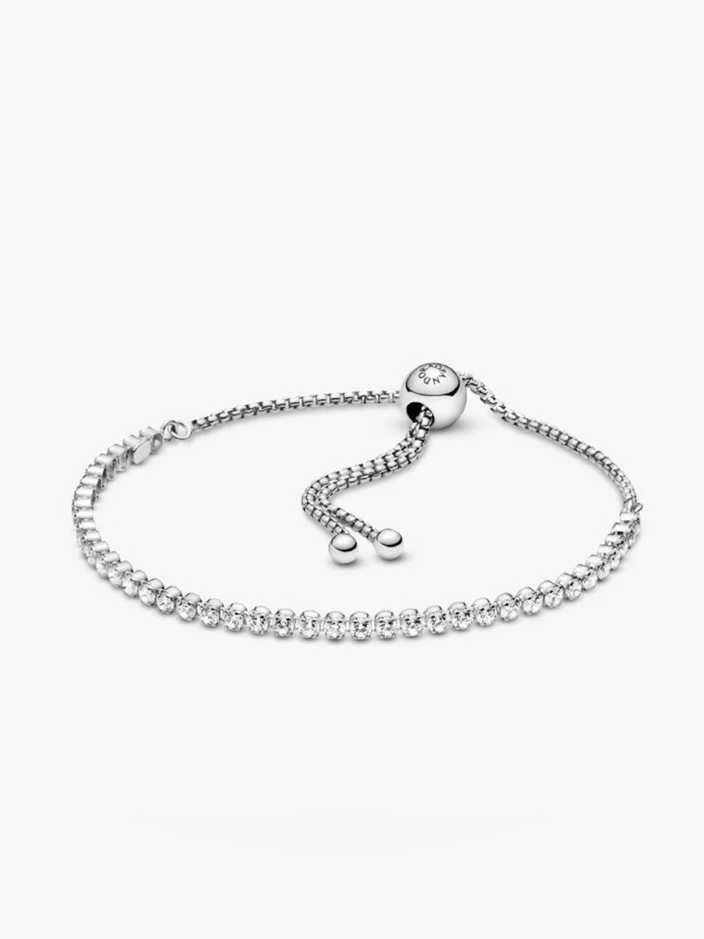 Pandora Sterling Silver Sparkling Crystal Tennis Slider Bracelet